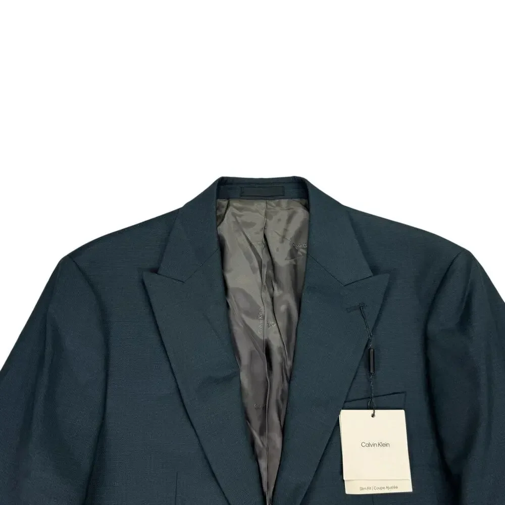 Calvin Klein Mens Matthew Slim Fit Wool Blend Stretch Suit Jacket Green 40R